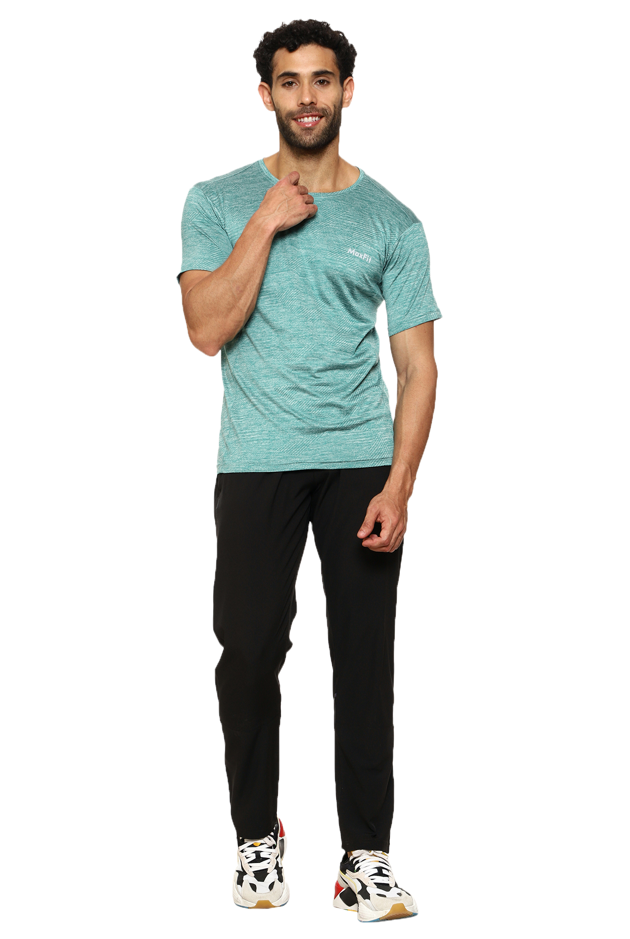 Maxfit Round Neck Green Regular Fit T-Shirt