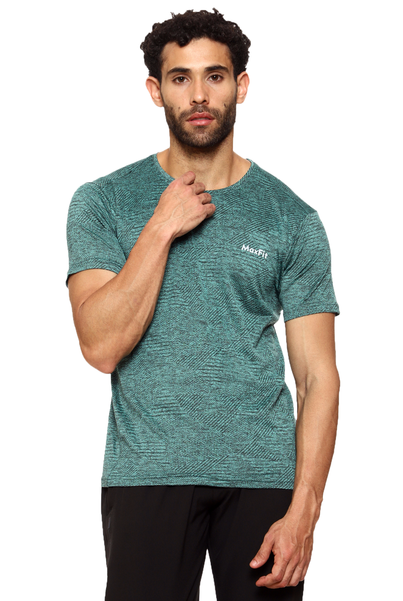 Maxfit Round Neck Green Regular Fit T-Shirt