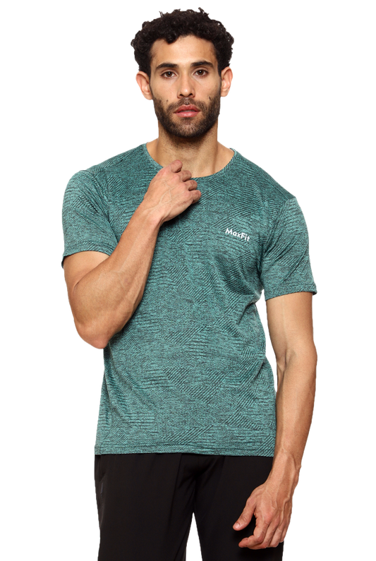 Maxfit Round Neck Green Regular Fit T-Shirt