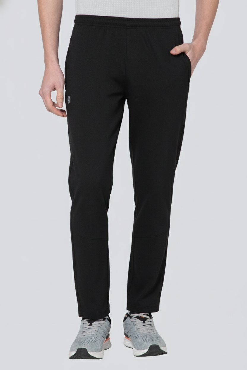 Mexofit Black Regular Fit Terry Solid Track Pants