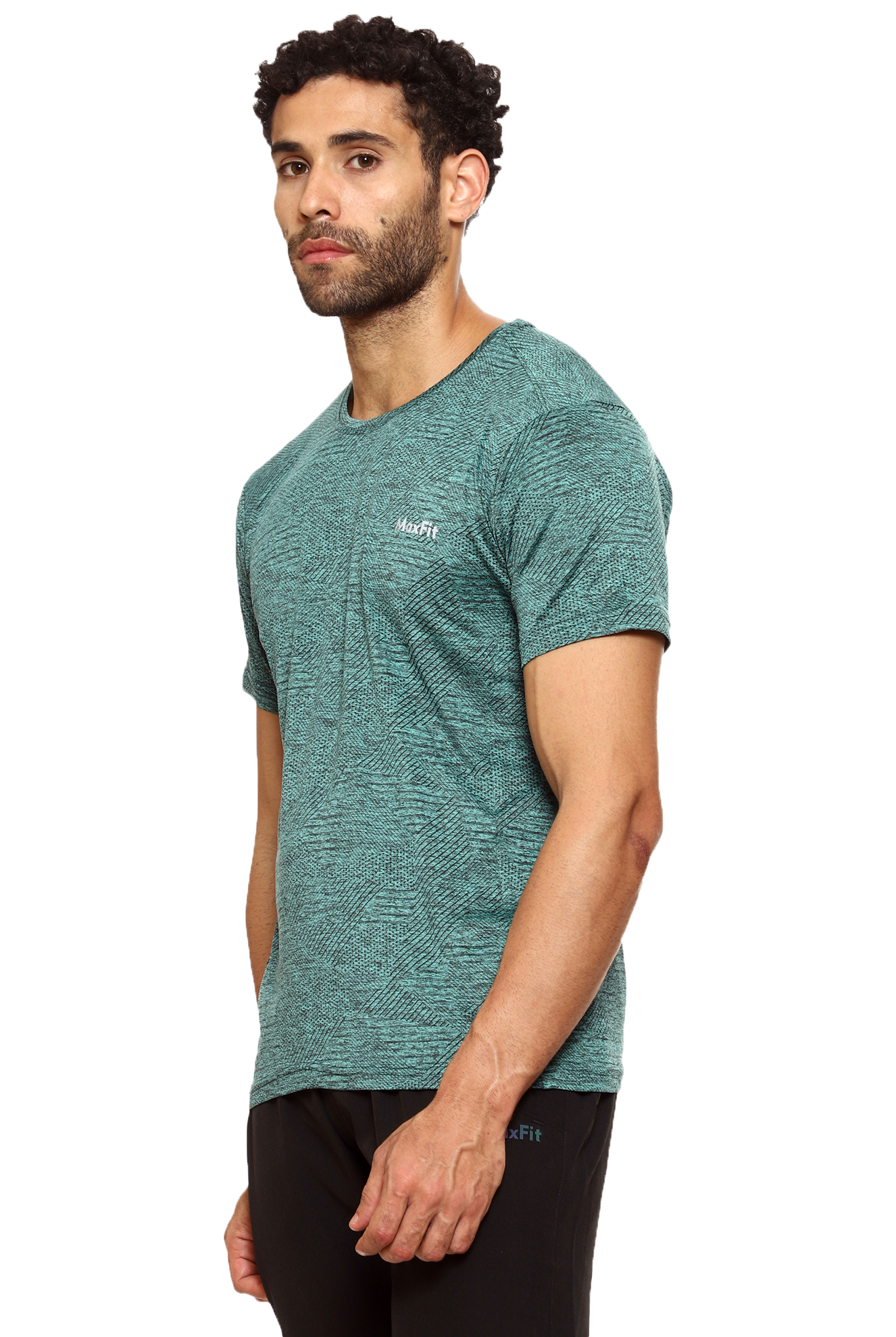 Maxfit Round Neck Green Regular Fit T-Shirt