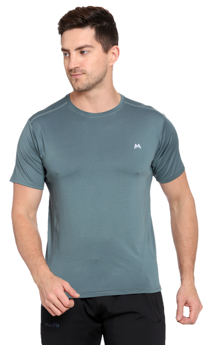 Maxfit Men Regular Fit Green Cool Run T-Shirt