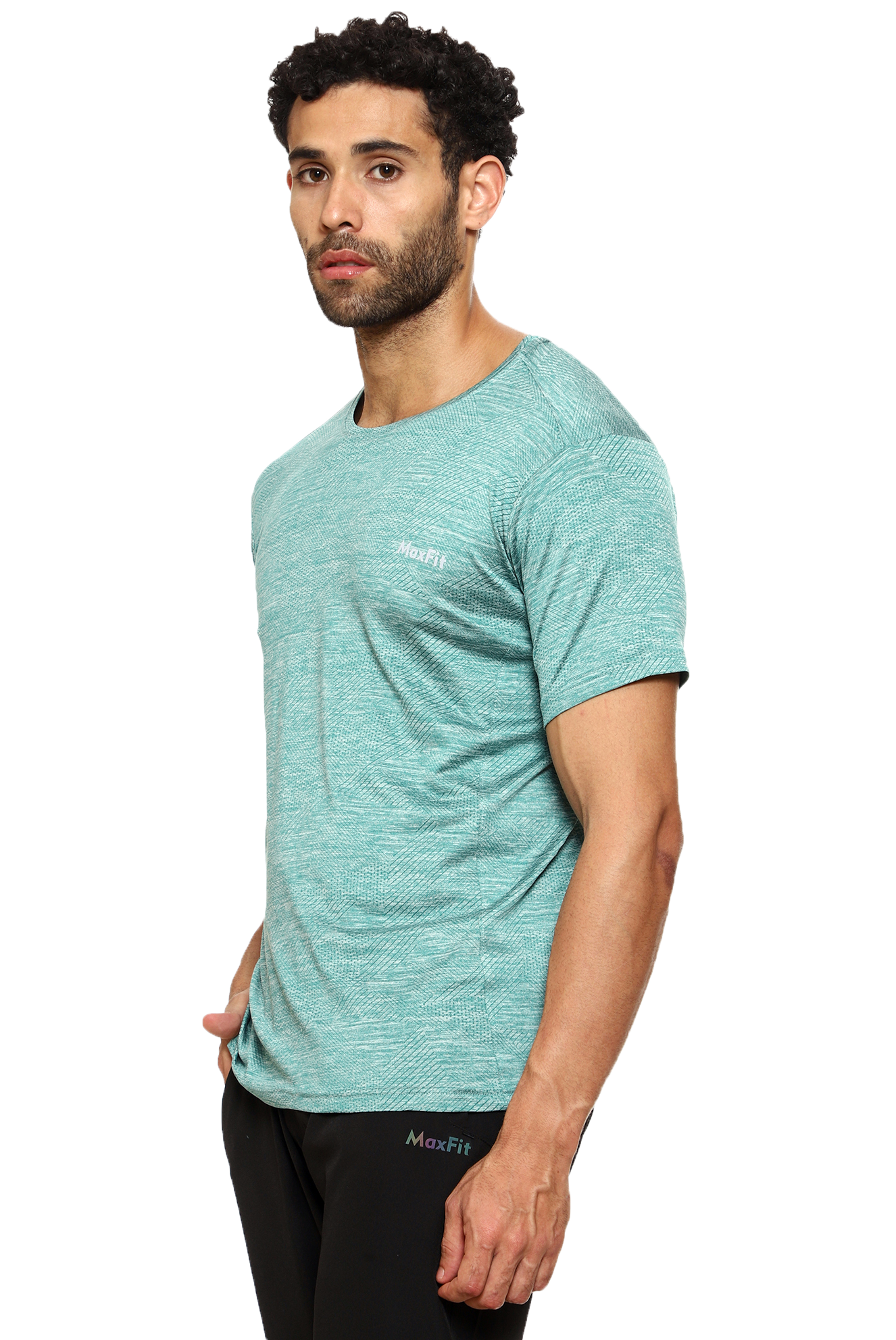 Maxfit Round Neck Green Regular Fit T-Shirt