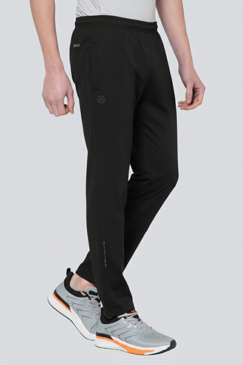 Mexofit Black Regular Fit Terry Solid Track Pants