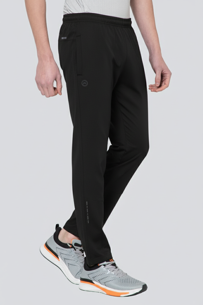 Mexofit Black Regular Fit Terry Solid Track Pants