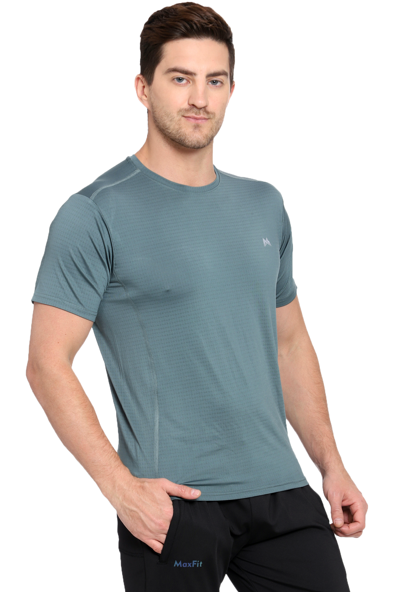 Maxfit Men Regular Fit Green Cool Run T-Shirt