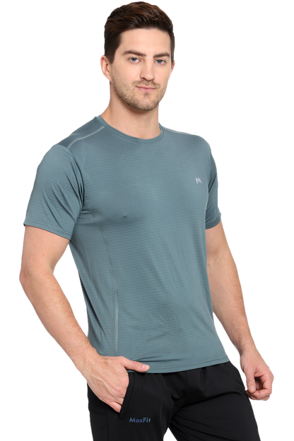 Maxfit Men Regular Fit Green Cool Run T-Shirt