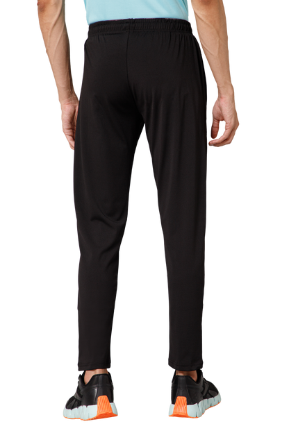 Mexofit Men's Black Regular Fit Lycra Track Pants | Performance Stretch Activewear | Gym & Casual Bottoms