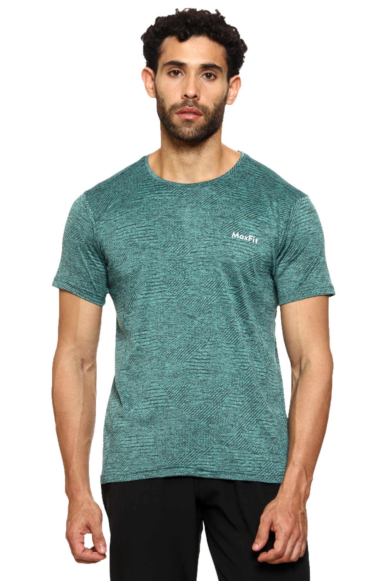 Maxfit Round Neck Green Regular Fit T-Shirt