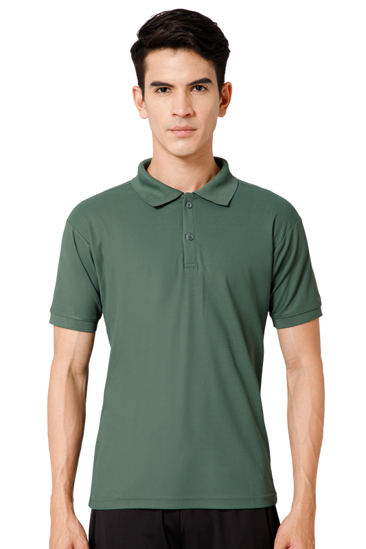 Mexofit Solid Mens Green Regular Fit Polo T-Shirt