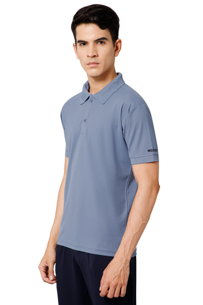 Mexofit Solid Mens Blue Regular Fit Polo T-Shirt