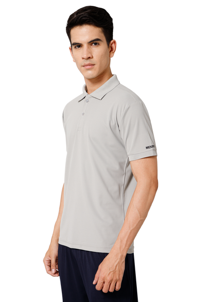 Mexofit Solid Mens Light Grey Regular Fit Polo T-Shirt