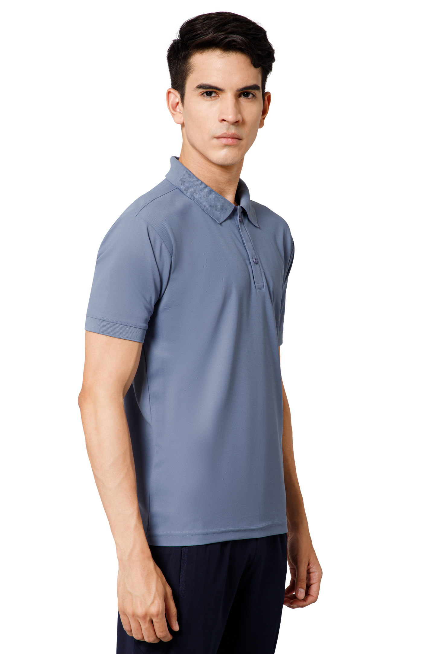 Mexofit Solid Mens Blue Regular Fit Polo T-Shirt