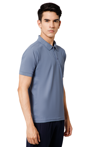 Mexofit Solid Mens Blue Regular Fit Polo T-Shirt