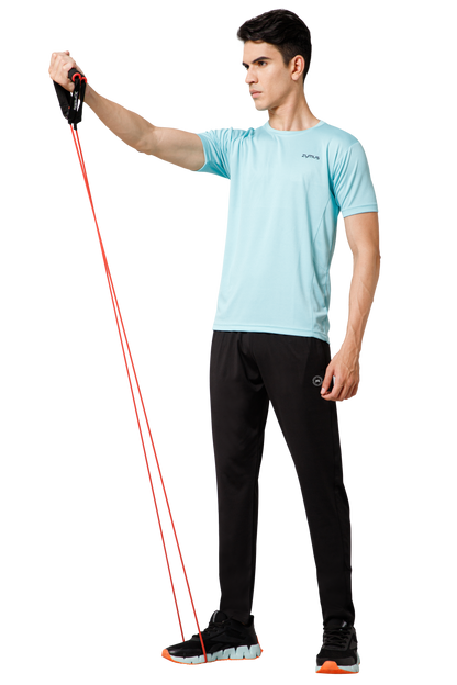 Mexofit Men's Black Regular Fit Lycra Track Pants | Performance Stretch Activewear | Gym & Casual Bottoms