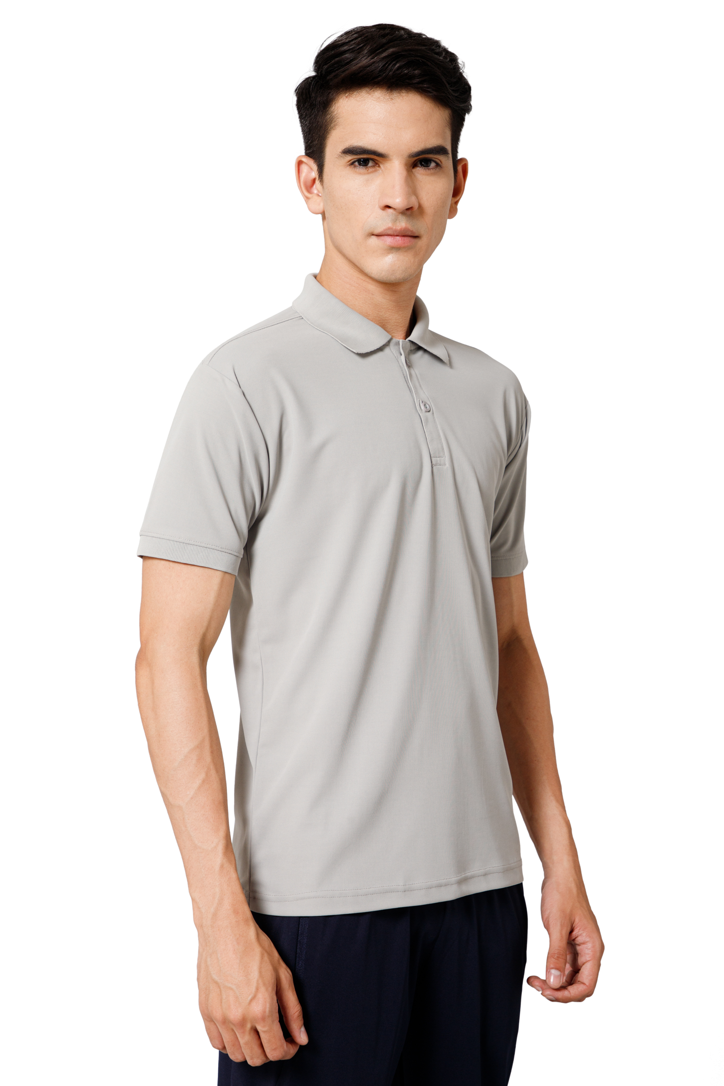 Mexofit Solid Mens Light Grey Regular Fit Polo T-Shirt