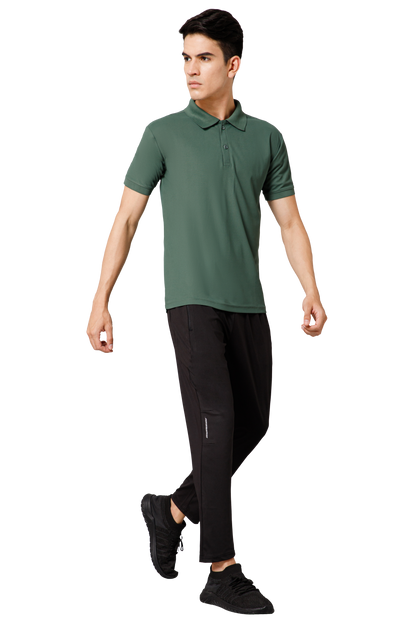 Mexofit Solid Mens Green Regular Fit Polo T-Shirt