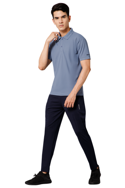 Mexofit Solid Mens Blue Regular Fit Polo T-Shirt